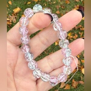 10mm Elegant Pink and Clear Beaded Bracelet